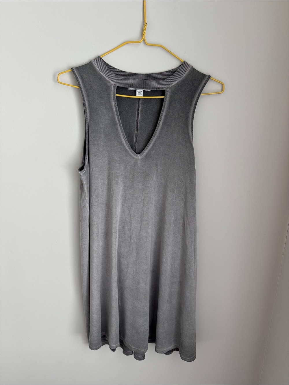 American Eagle Outfitters Gray Sleeveless V-Neck Swing Dress